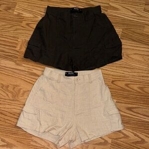 Hollister Black and Tan Women's Cargo Shorts